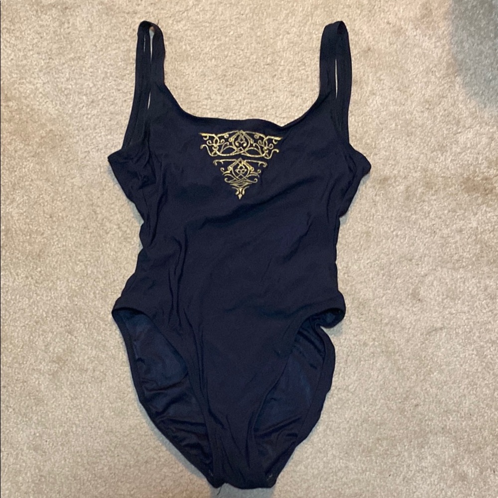 Sirena Black Swimsuit with Gold Detail